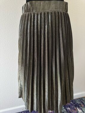 Metrowear Metallic Gold Pleated Midi Skirt Size M